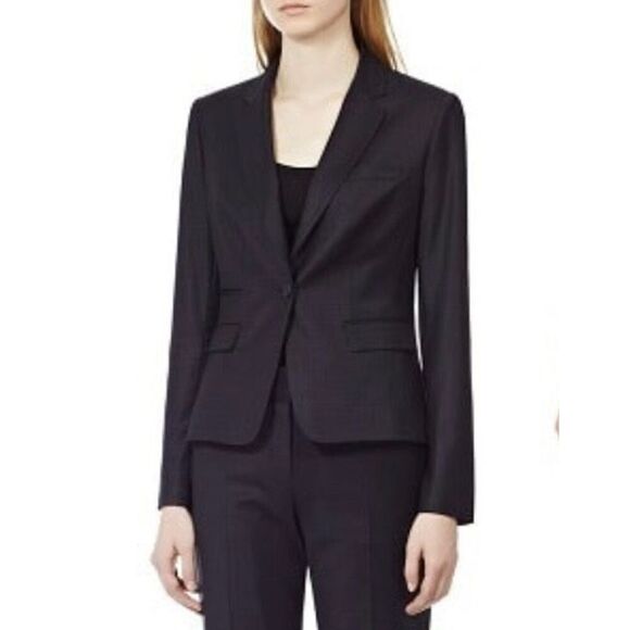 Reiss Raffy Jon checked plum ladies suit blazer size US 8 / UK 12 EUC - Picture 1 of 9